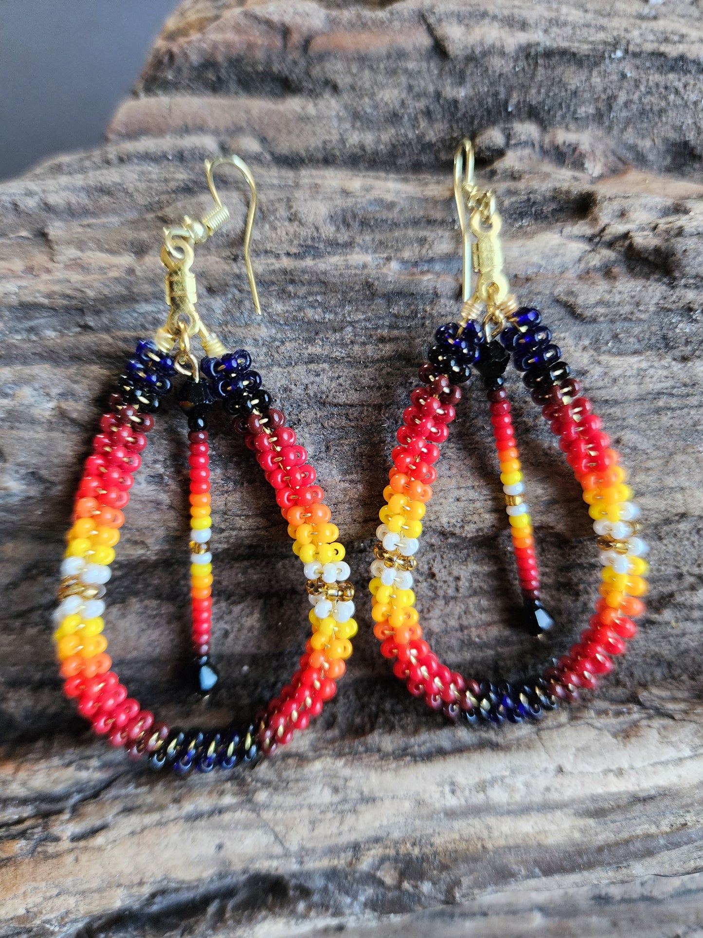 C-01 Beaded Tear Drop Earrings