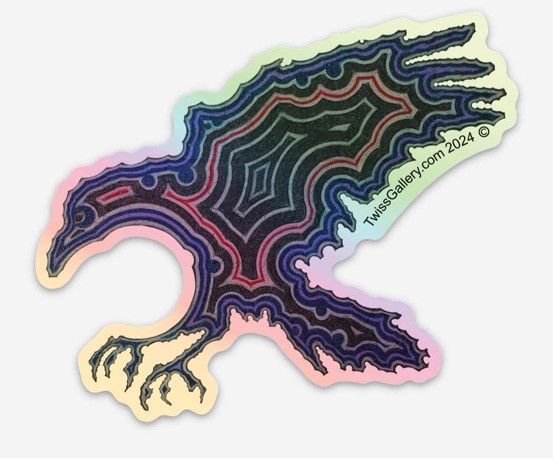Raven – 4" Holographic Die-Cut Sticker