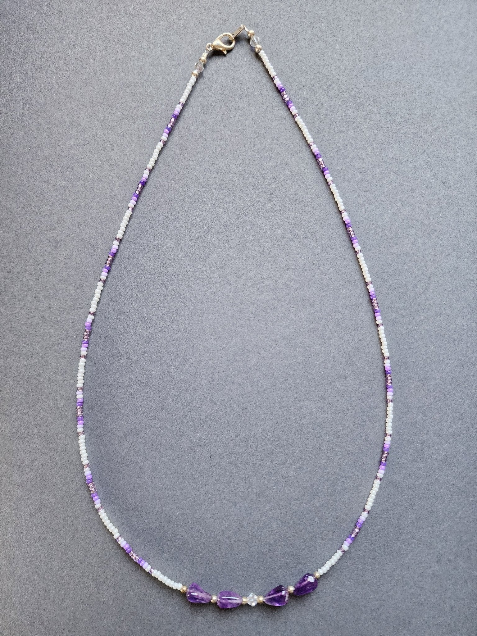 B - 010 Beaded Necklace "Amethyst Snow" - Twiss Gallery