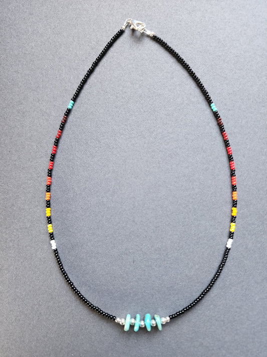 B - 019 Beaded Necklace "Midnight Prairie" - Twiss Gallery