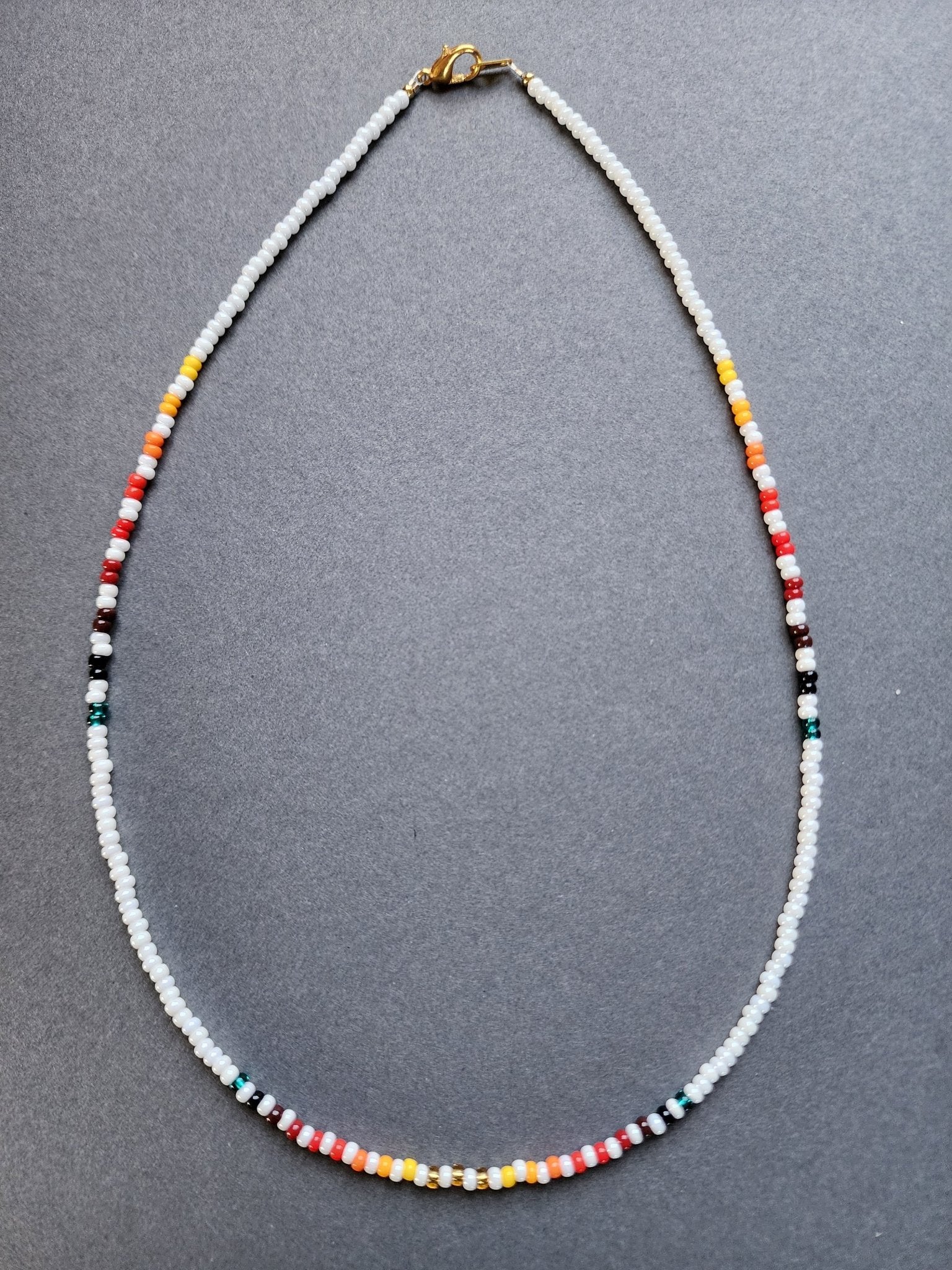 B - 020 Beaded Necklace "Snow Bird" - Twiss Gallery