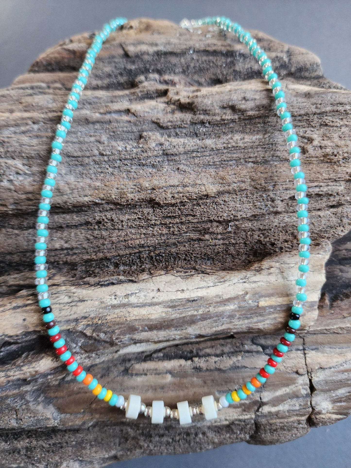 B - 025 Beaded Necklace "Sage Blossom" - Twiss Gallery