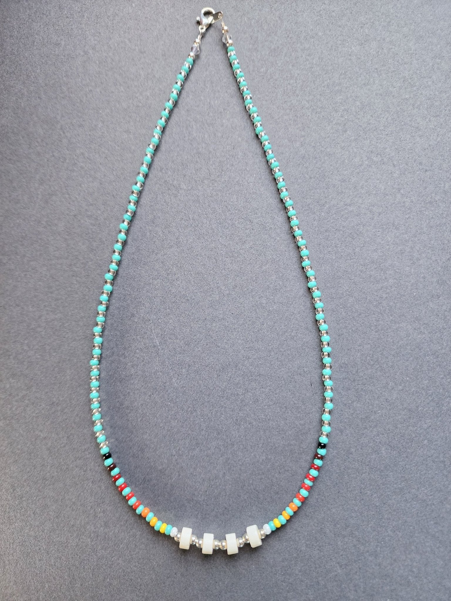 B - 025 Beaded Necklace "Sage Blossom" - Twiss Gallery