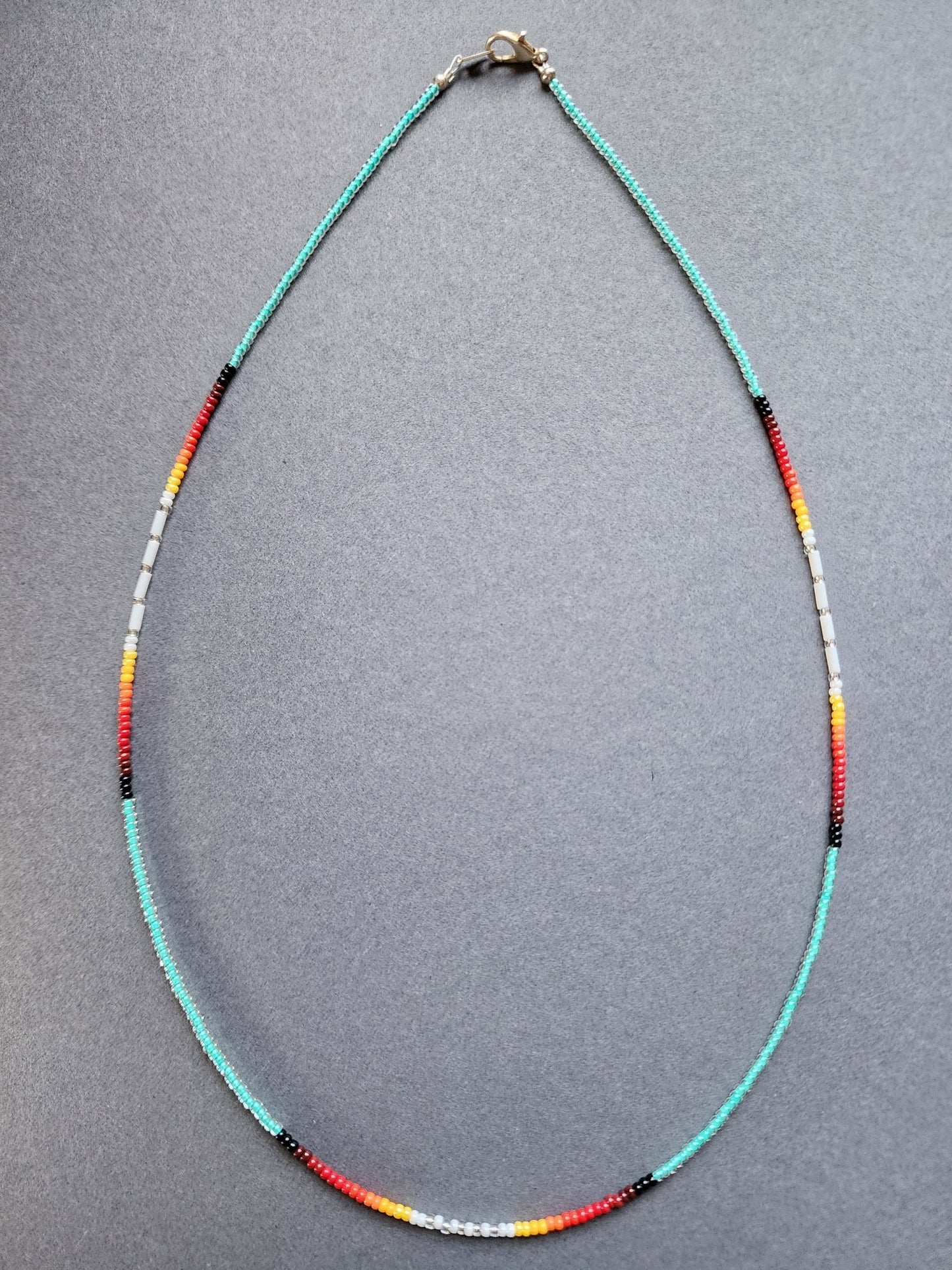 B - 04 Beaded Necklace "Turquoise Flower" - Twiss Gallery