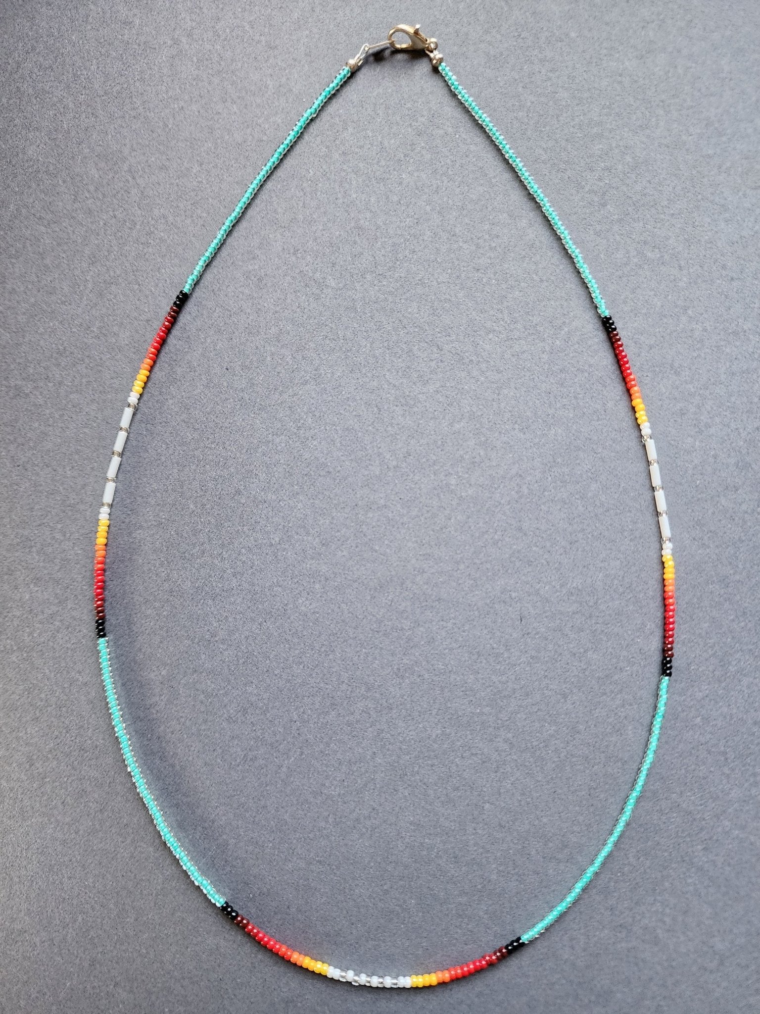 B - 04 Beaded Necklace "Turquoise Flower" - Twiss Gallery