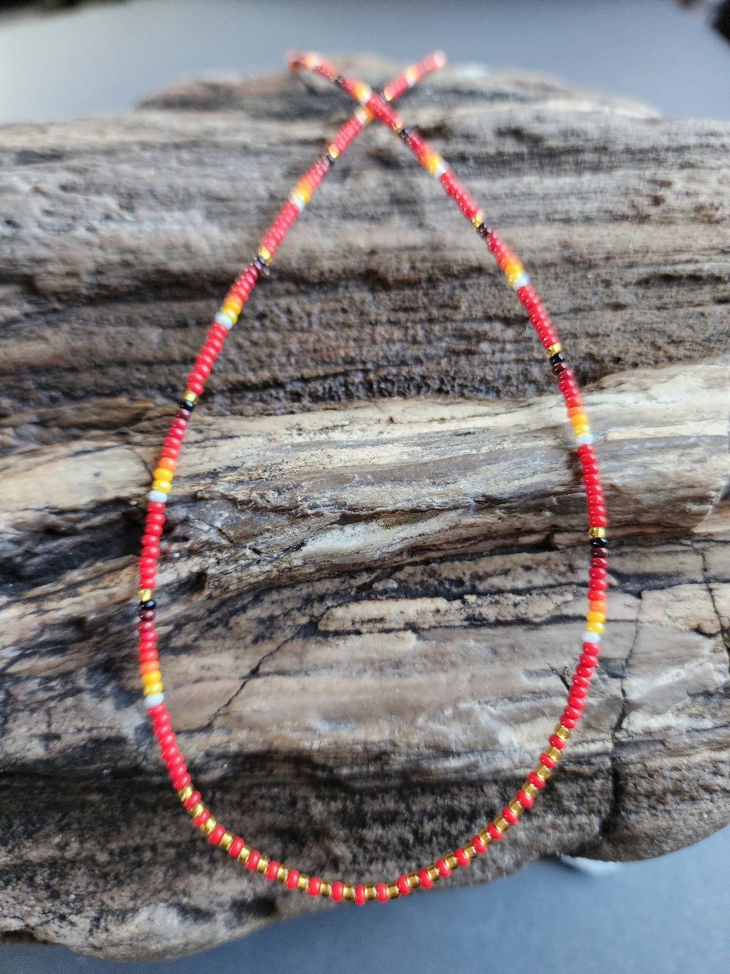 B - 06 Beaded Necklace "Sun Fire" - Twiss Gallery
