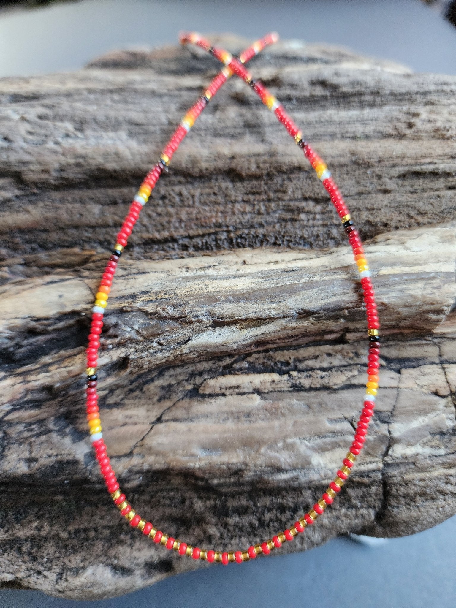 B - 06 Beaded Necklace "Sun Fire" - Twiss Gallery