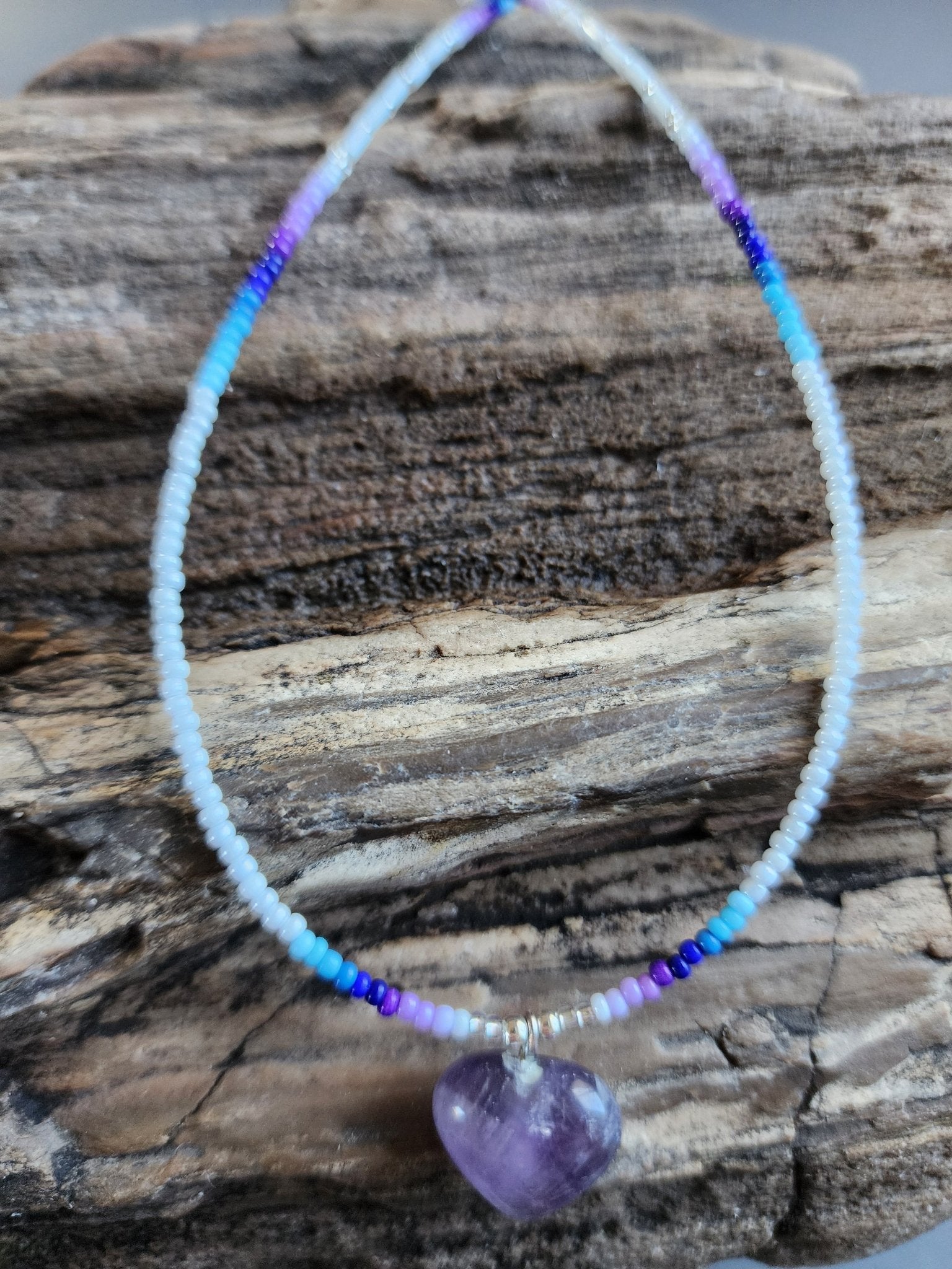 B - 08 Beaded Necklace "Amethyst Strike" - Twiss Gallery