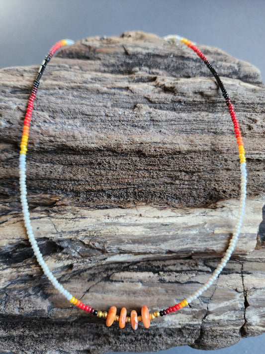 B - 09 Beaded Necklace "Winter Camp" - Twiss Gallery