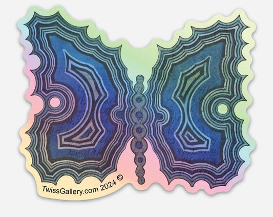 Blue Butterfly 4" Holographic Die - Cut Sticker - Twiss Gallery