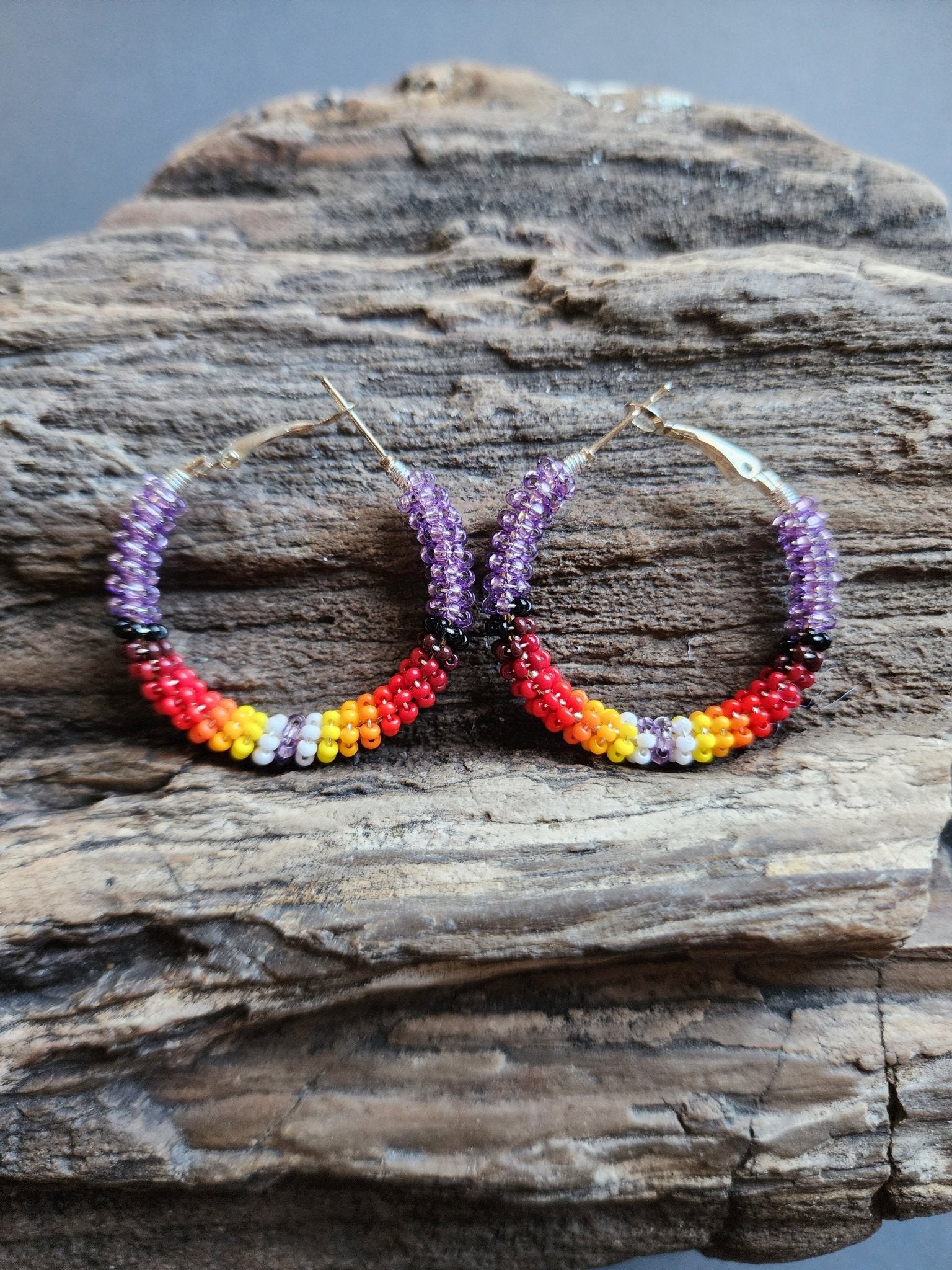 C - 011 Beaded Hoop Earrings - Twiss Gallery