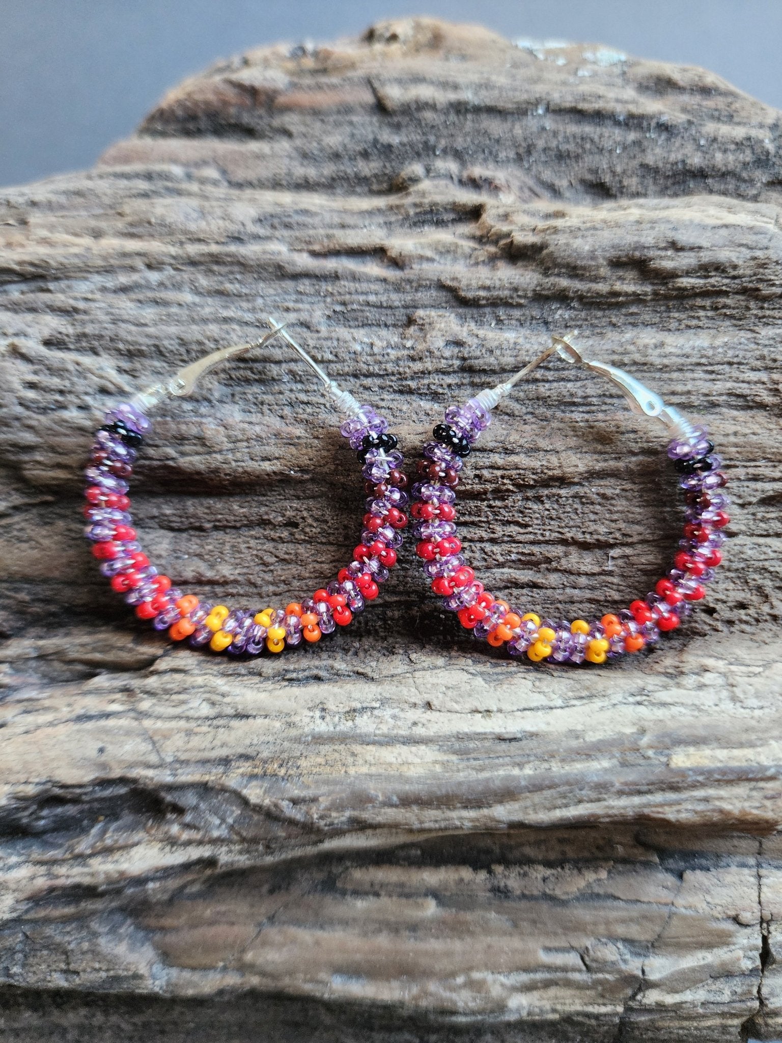 C - 015 Beaded Hoop Earrings - Twiss Gallery