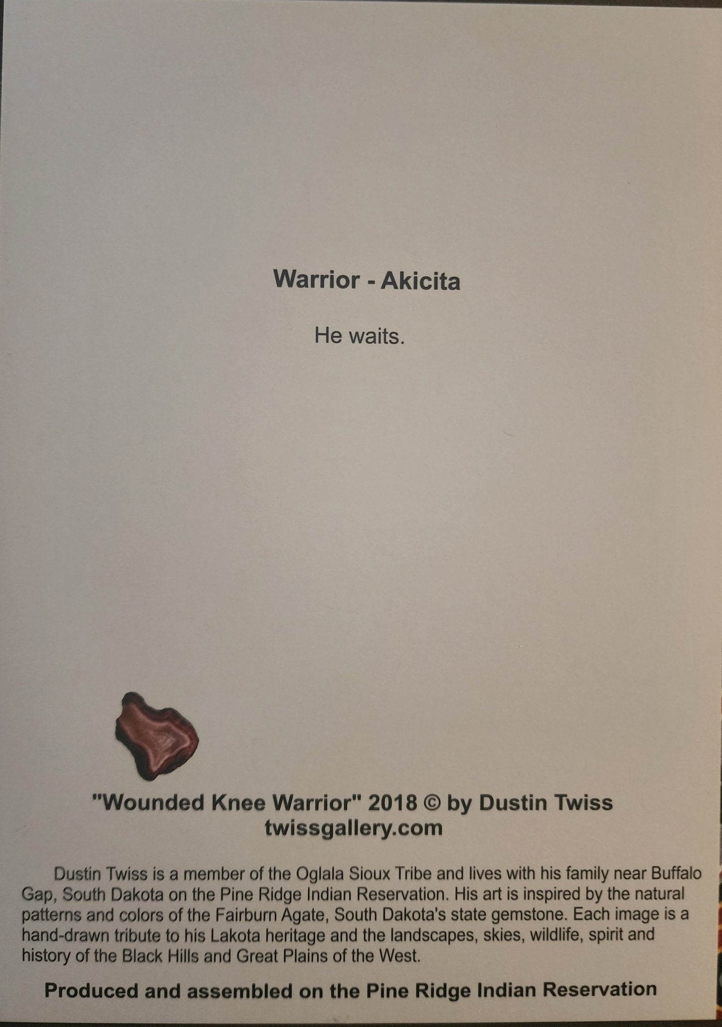 N - 023 "Wounded Knee Warrior" Notecard - Twiss Gallery