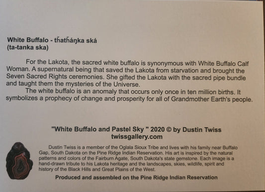 N - 027 "White Buffalo and Pastel Sky" Notecard - Twiss Gallery