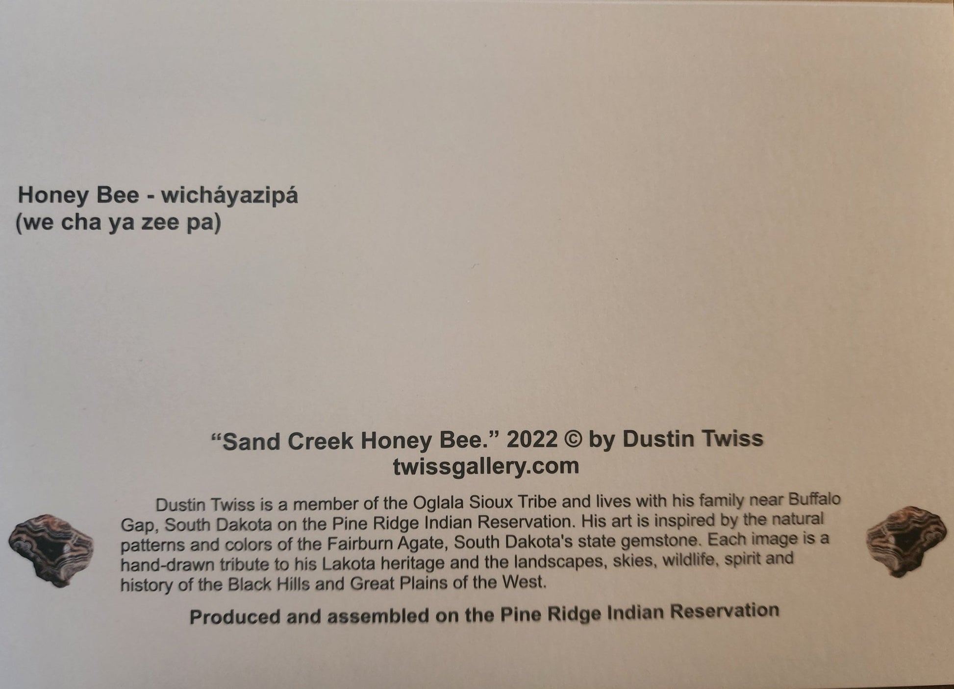 N - 09 "Sand Creek Honey Bee" Notecard - Twiss Gallery