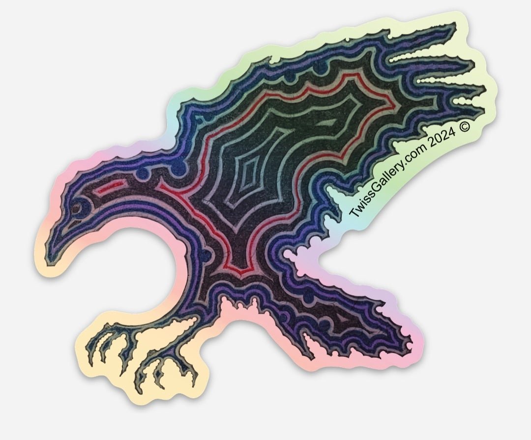 Raven – 4" Holographic Die - Cut Sticker - Twiss Gallery