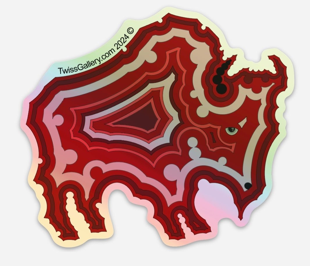 Red Tatanka - Holographic Die - Cut Sticker - Twiss Gallery