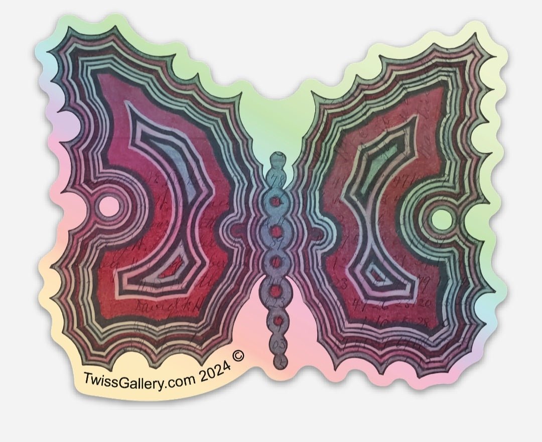 Redshirt Butterfly – 4" Holographic Die - Cut Sticker - Twiss Gallery