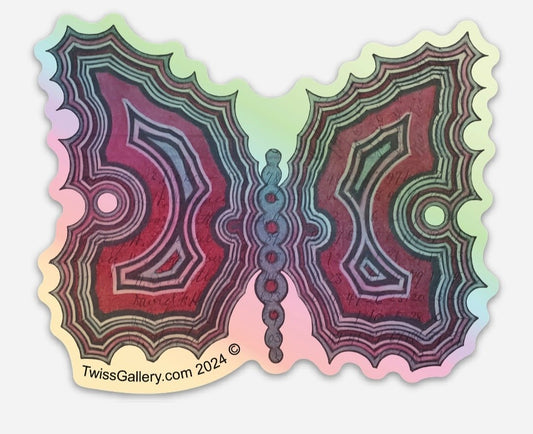 Redshirt Butterfly – 4" Holographic Die - Cut Sticker - Twiss Gallery