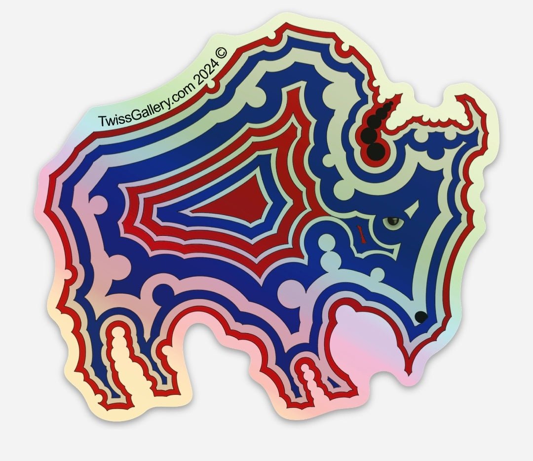 Red/white/blue Tatanka – 4" Holographic Die - Cut Sticker - Twiss Gallery