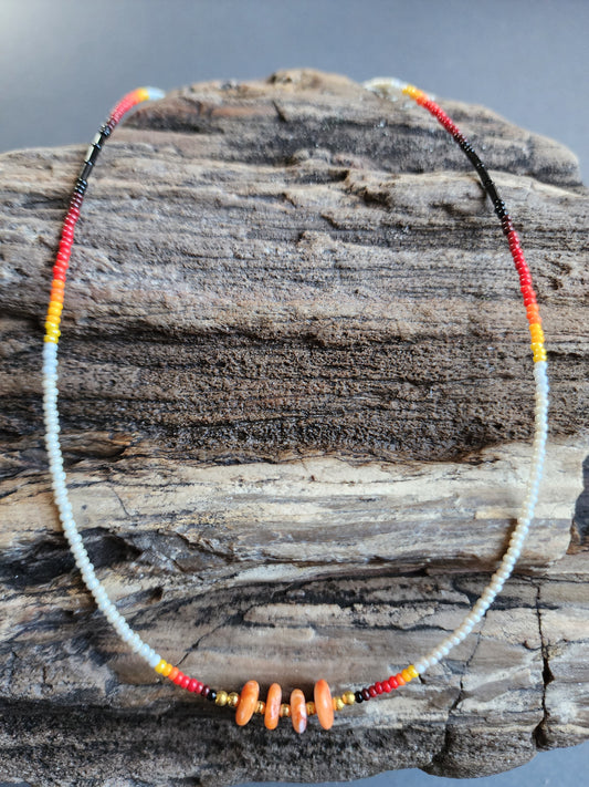 B-09 Beaded Necklace "Winter Camp"