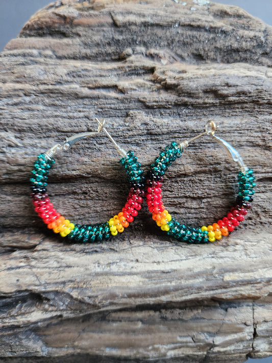 C-08 Beaded Hoop Earrings
