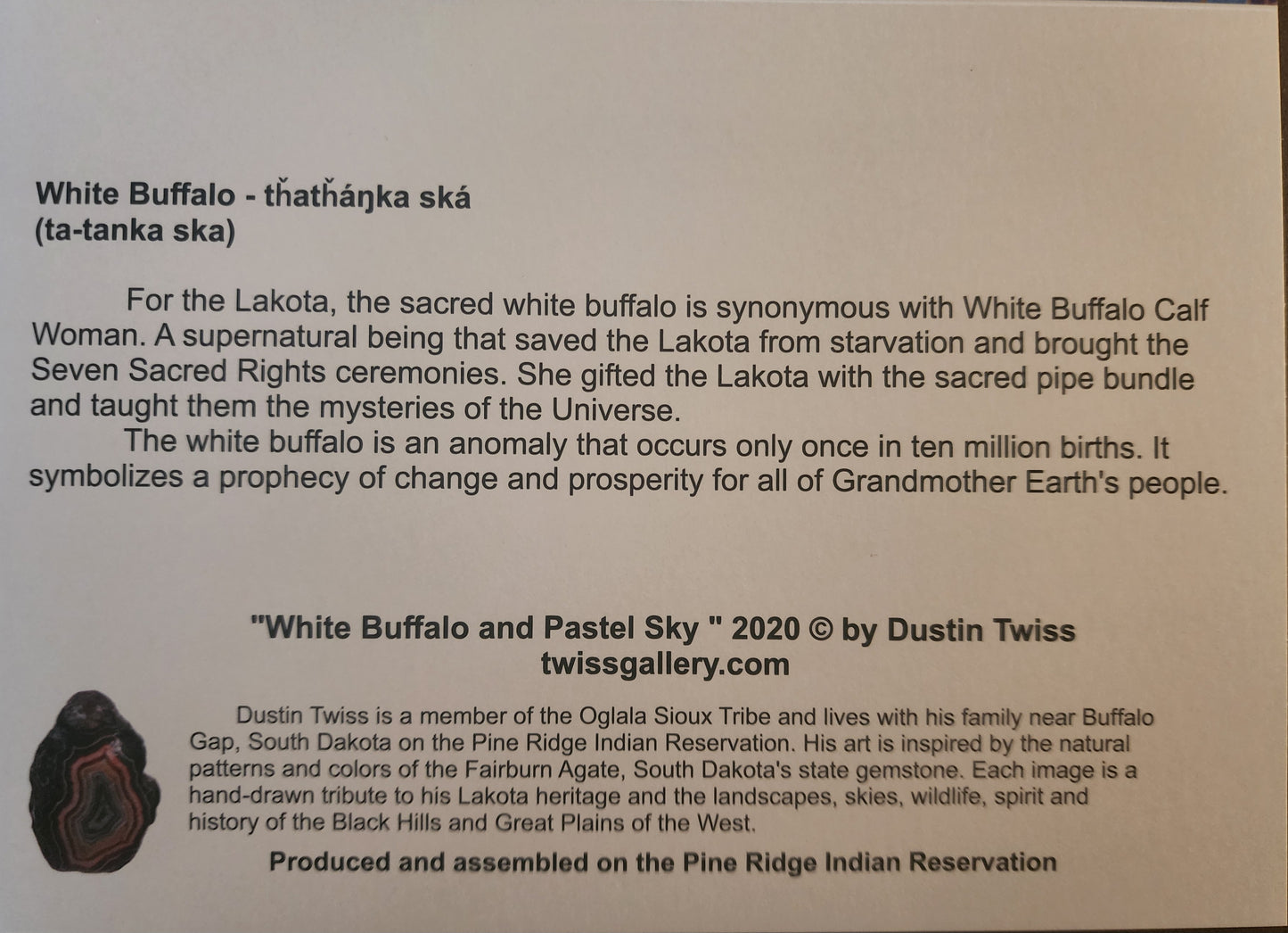 N-027 "White Buffalo and Pastel Sky" Notecard