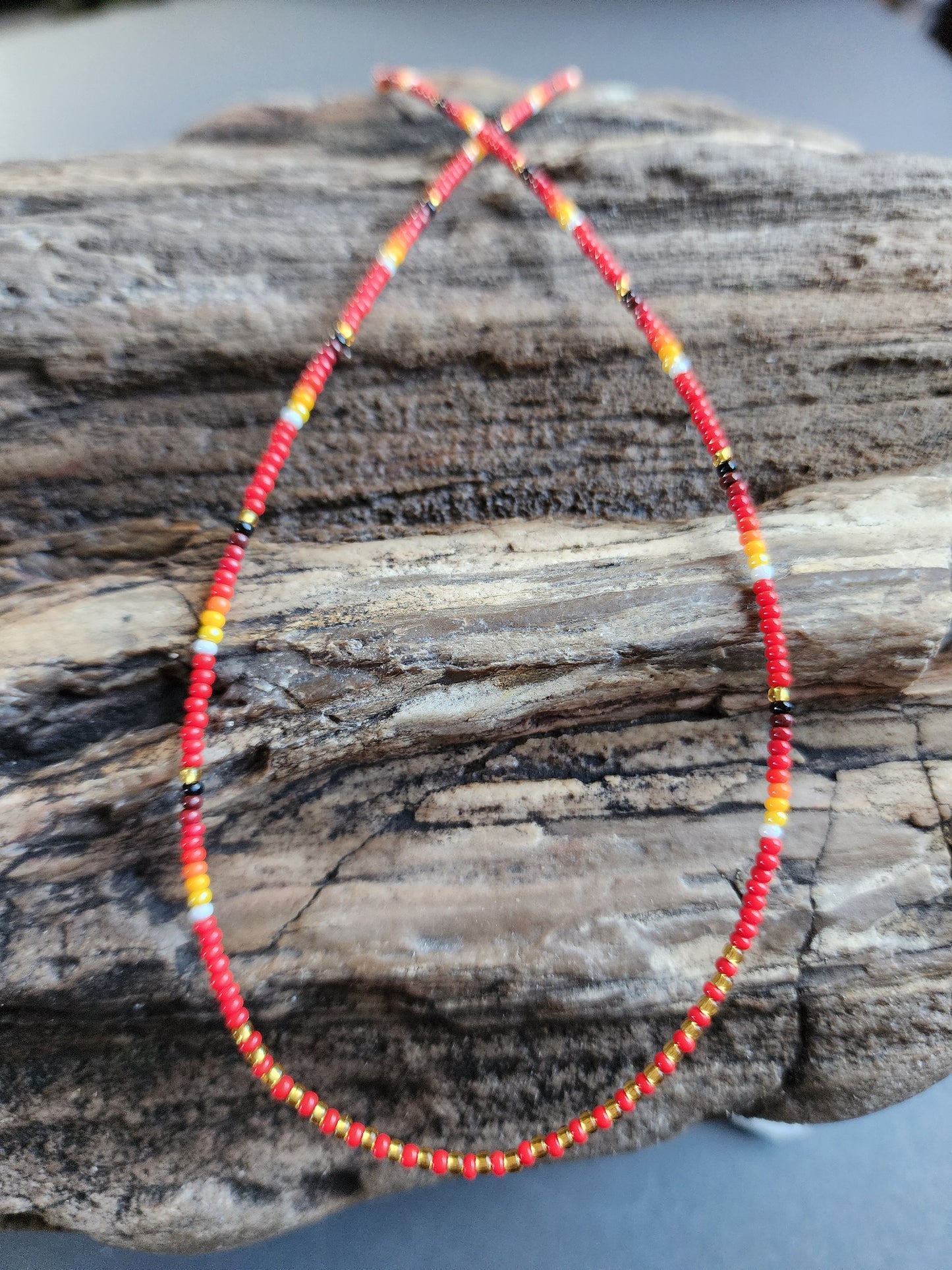 B-06 Beaded Necklace "Sun Fire"
