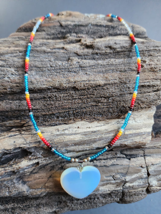B-016 Beaded Necklace "Warrior Heart"