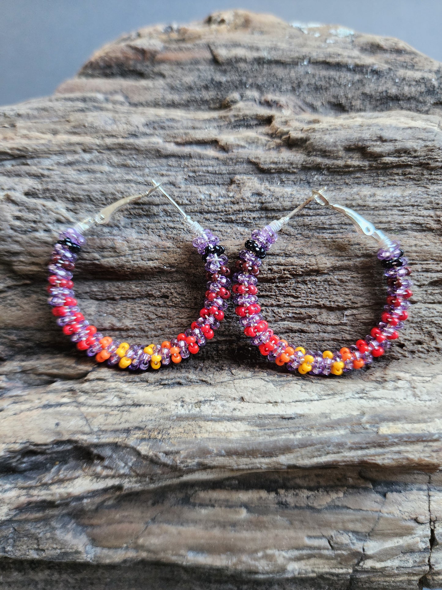 C-015 Beaded Hoop Earrings