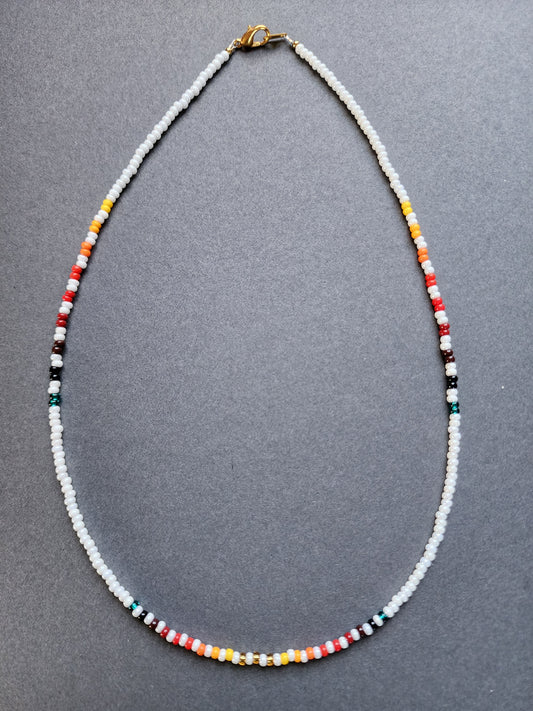 B-020 Beaded Necklace "Snow Bird"