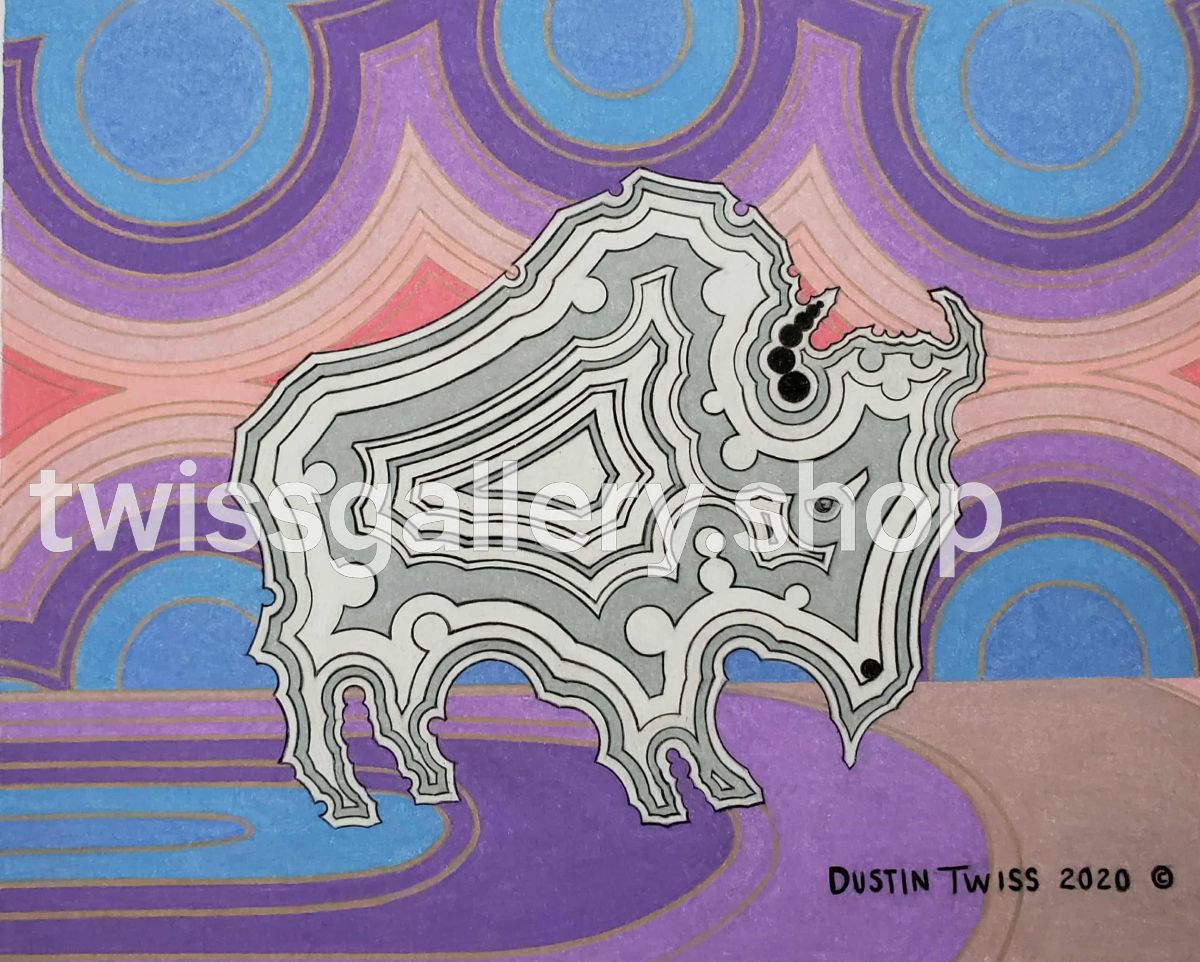 White Buffalo and Pastel Sky - Notecard - Twiss Gallery